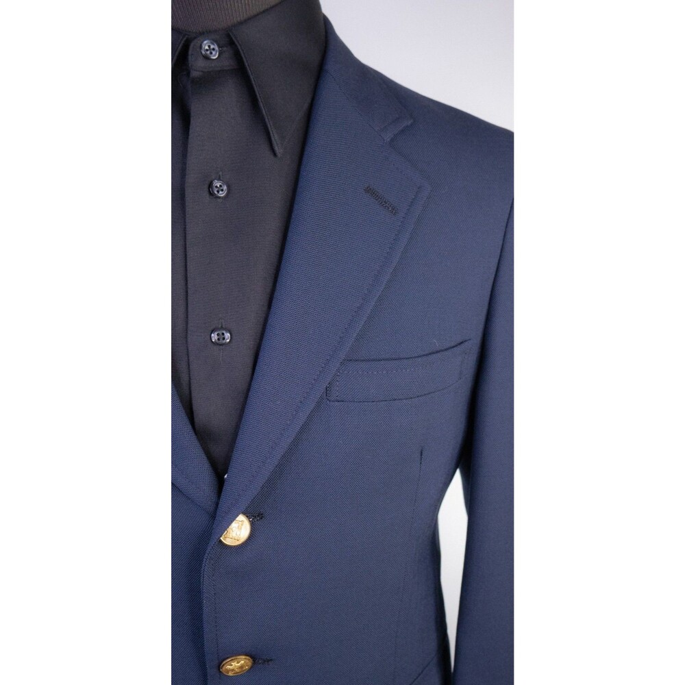 Brooks Brothers Brooksgate Blazer Mens 38S Navy Gold Three Buttons Sport Jacket - Picture 4 of 12